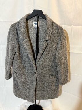 Old Navy Gray Bouclé Blazer Jacket with Patch Pockets